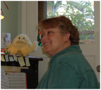 Melinda in the studio